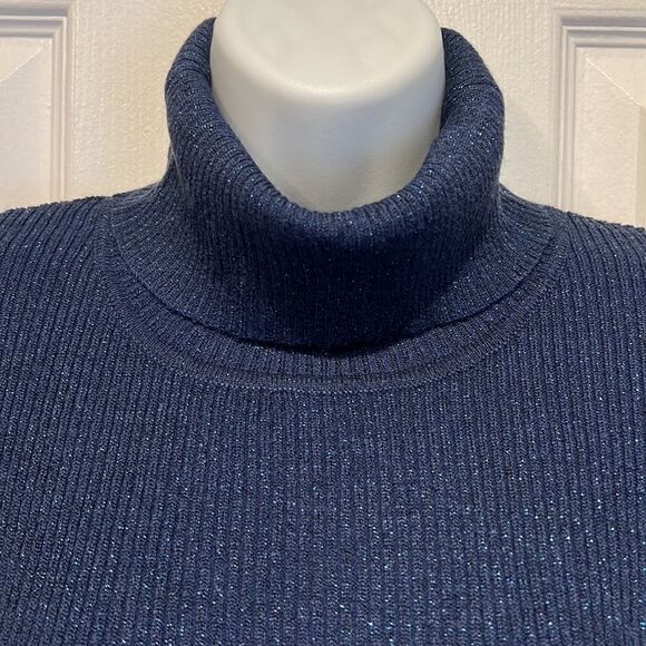 Cartise Blue Wool/Cotton/Cashmere Blend Turtleneck Sweater Size XL NWT - Picture 2 of 11